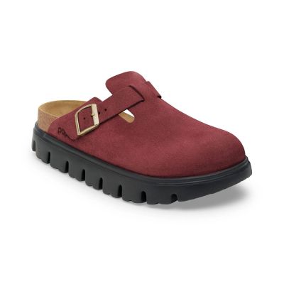 Birkenstock Boston Chunky Suede Leather Narrow Fit Burgundy - червен - Сандали Birkenstock Boston Chunky Suede Leather Narrow Fit Burgundy - червен - Сандали