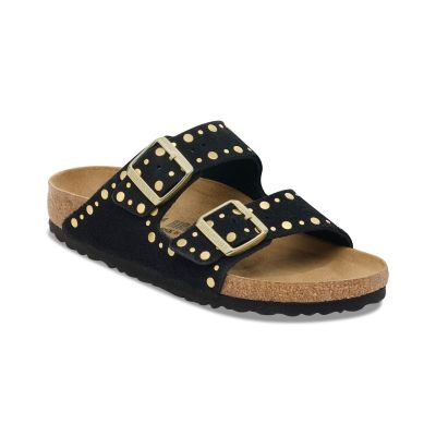Birkenstock Arizona Rivets Suede Leather Narrow Fit Black - черен - Сандали Birkenstock Arizona Rivets Suede Leather Narrow Fit Black - черен - Сандали